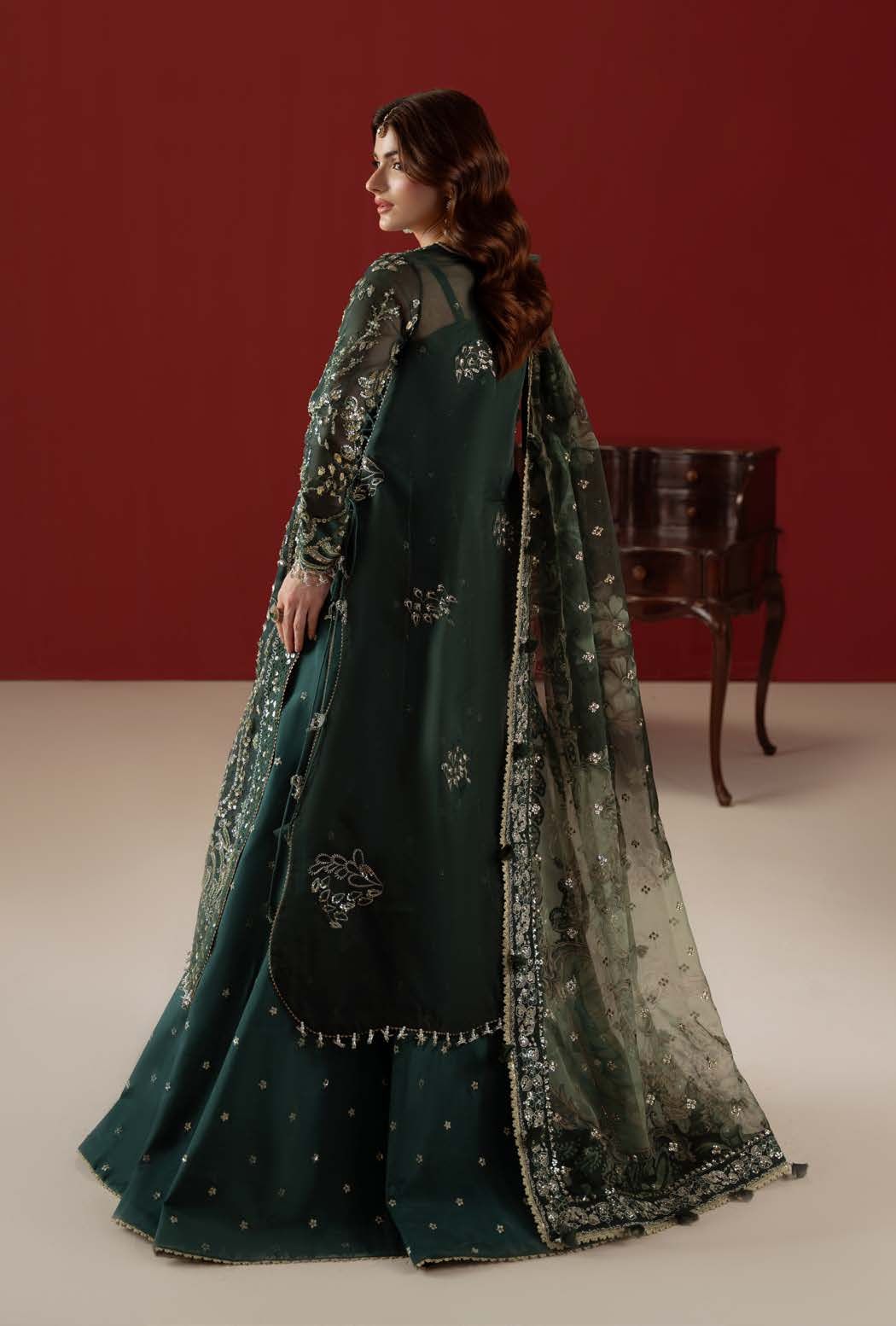Elysee jacket in close detail, with floral embellishment along the front opening